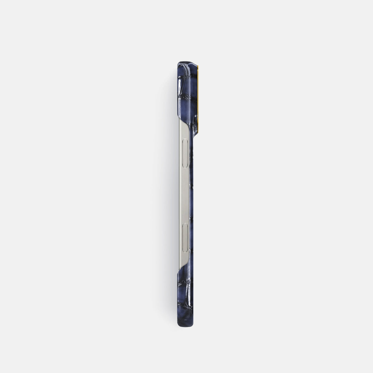 Havana-Blue iPhone 16 Pro Classic Case Patina Alligator with Gold Metal -3 | Havana-Blue-Gold