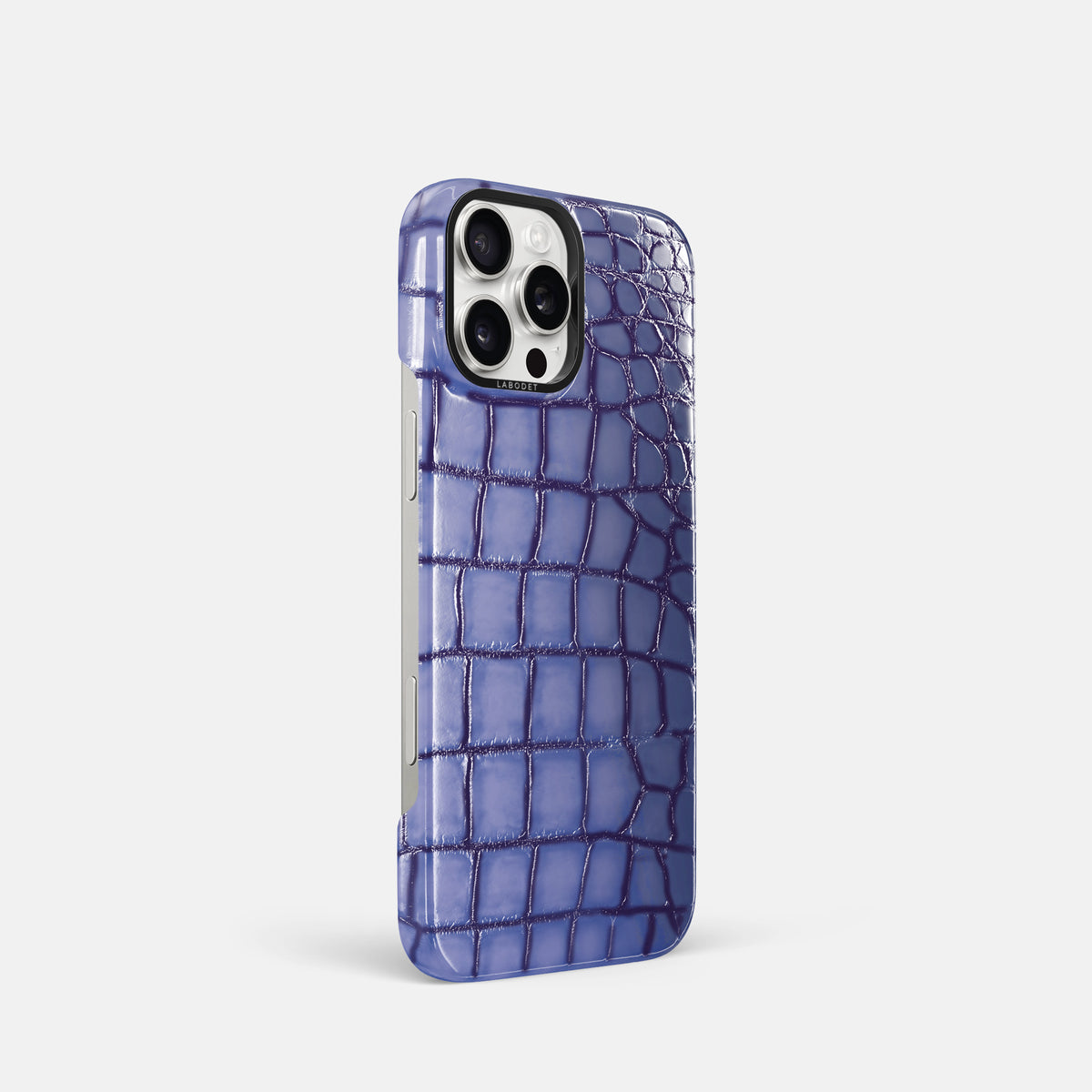 Lilac iPhone 16 Pro Classic Case Patina Alligator with Black Metal -2 | Lilac-Black