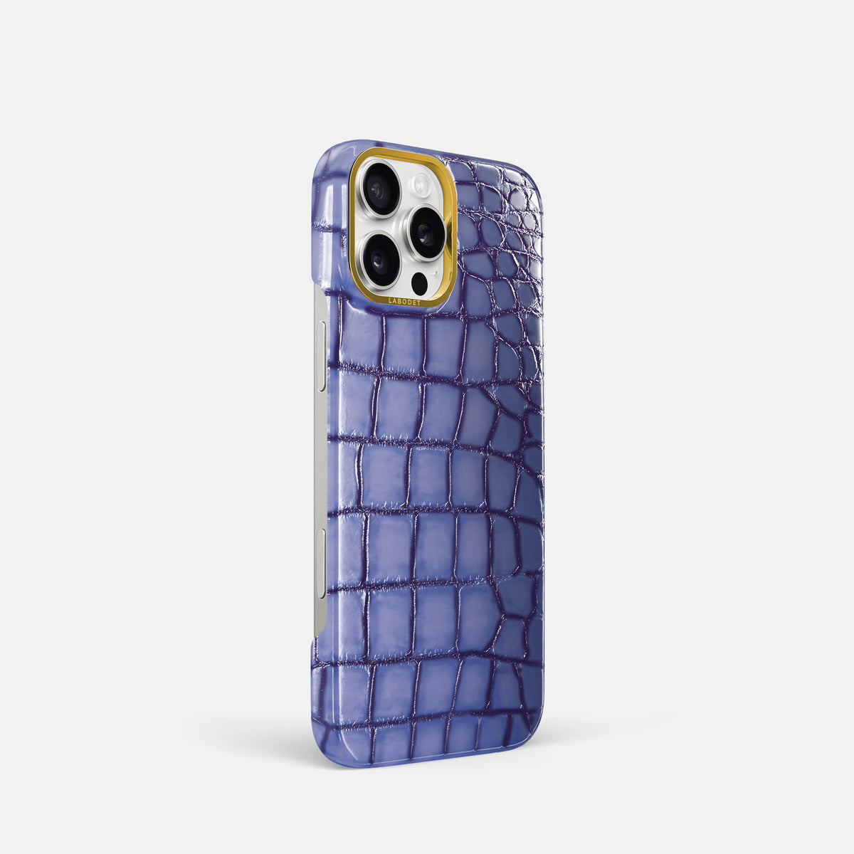 Lilac iPhone 16 Pro Classic Case Patina Alligator with Gold Metal -2 | Lilac-Gold