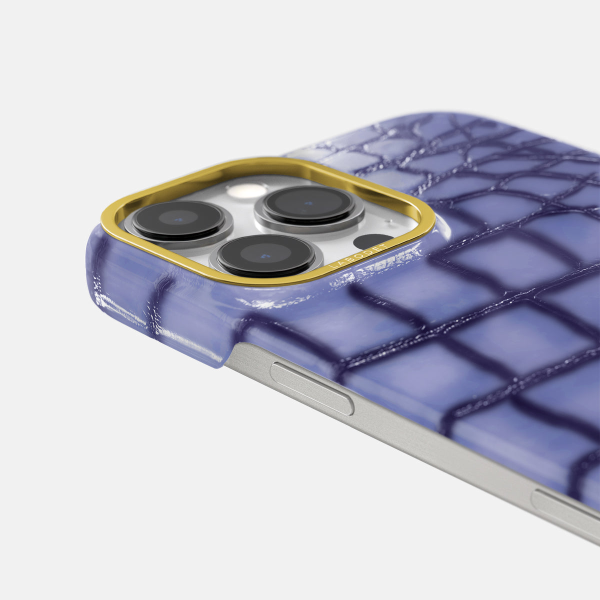 Lilac iPhone 16 Pro Classic Case Patina Alligator with Gold Metal -6 | Lilac-Gold