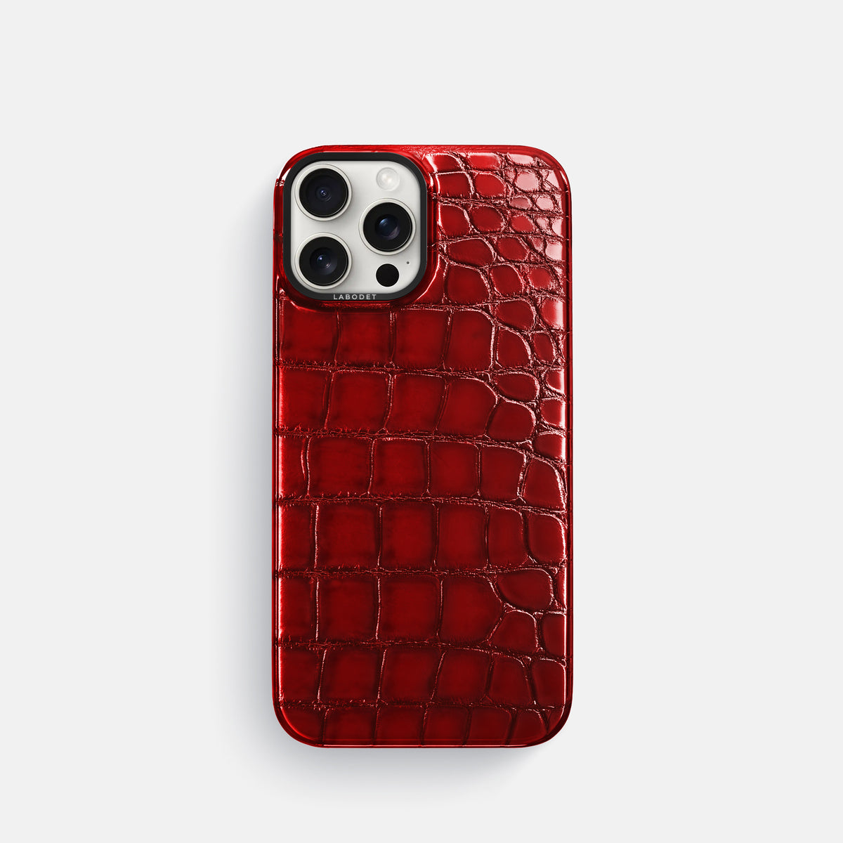 Burgundy iPhone 16 Pro Classic Case Patina Alligator with Black Metal -1 | Burgundy-Black