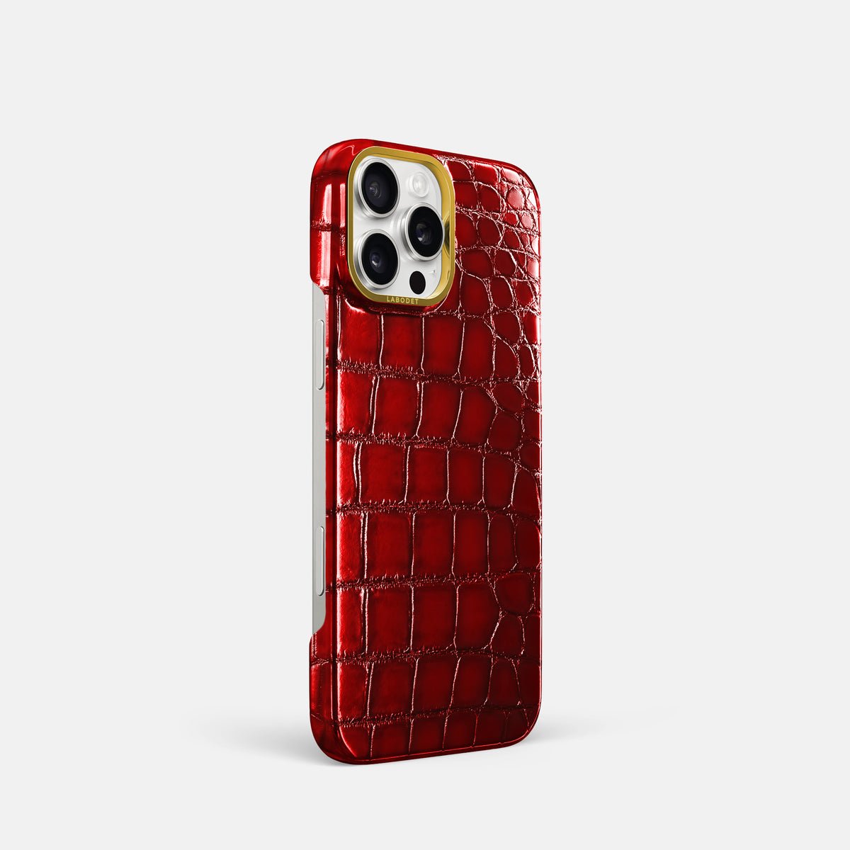 Burgundy iPhone 16 Pro Classic Case Patina Alligator with Gold Metal -2 | Burgundy-Gold