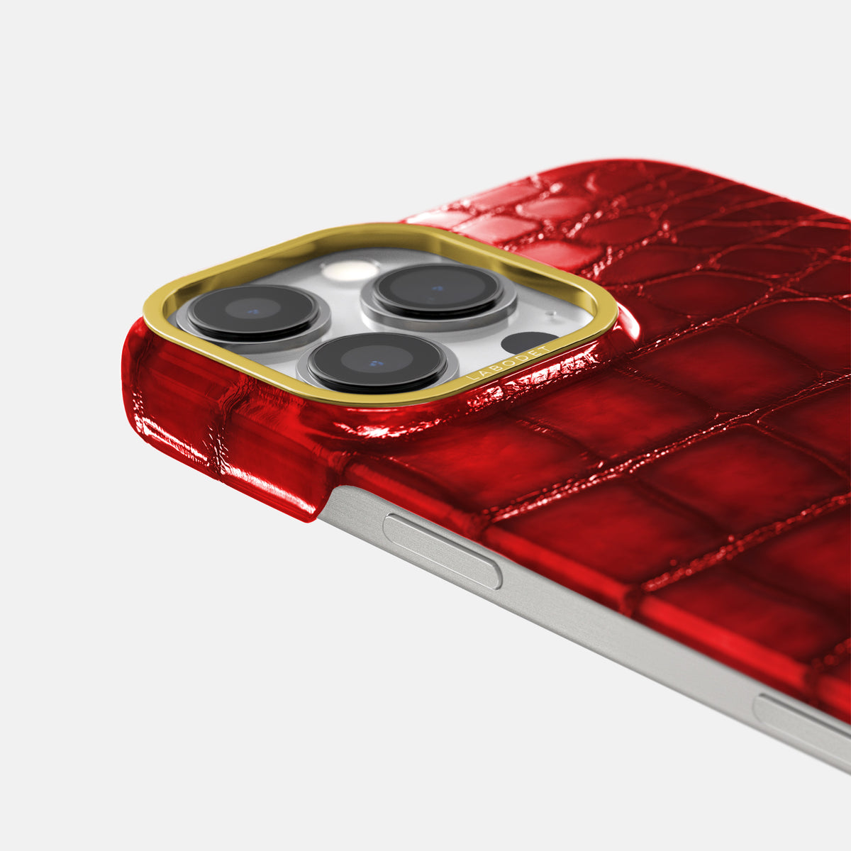 Burgundy iPhone 16 Pro Classic Case Patina Alligator with Gold Metal -6 | Burgundy-Gold