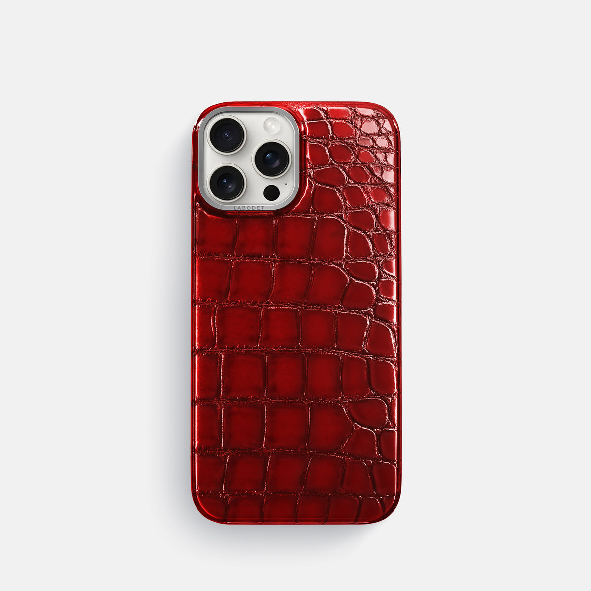 Burgundy iPhone 16 Pro Classic Case Patina Alligator with Steel Metal -1 | Burgundy-Steel
