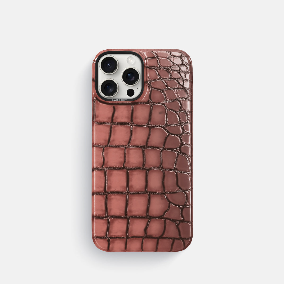 Wine-Sediment iPhone 16 Pro Classic Case Patina Alligator with Black Metal -1 | Wine-Sediment-Black