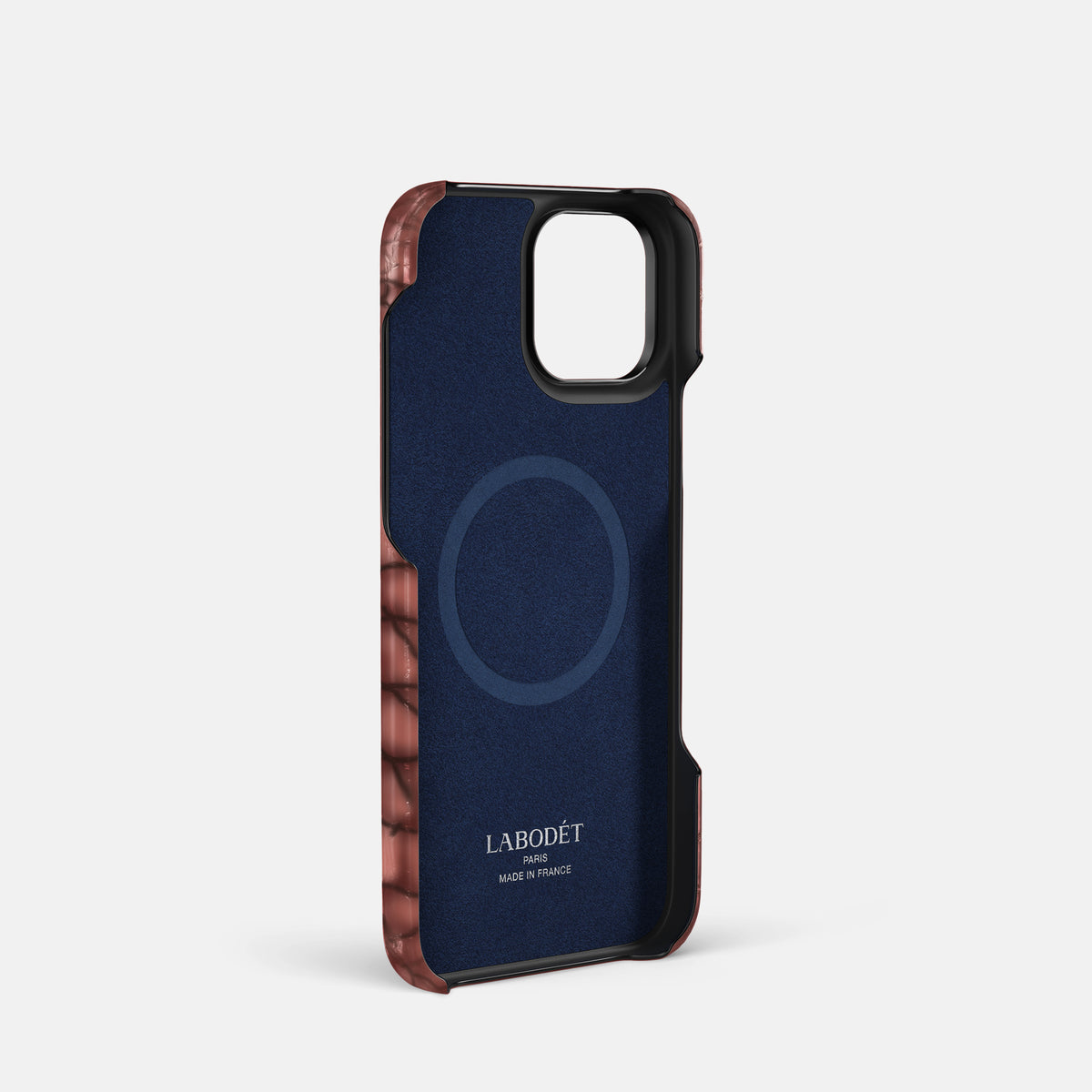 Wine-Sediment iPhone 16 Pro Classic Case Patina Alligator with Black Metal -4 | Wine-Sediment-Black
