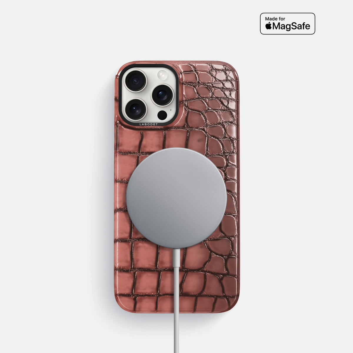Wine-Sediment iPhone 16 Pro Classic Case Patina Alligator with Black Metal -5 | Wine-Sediment-Black