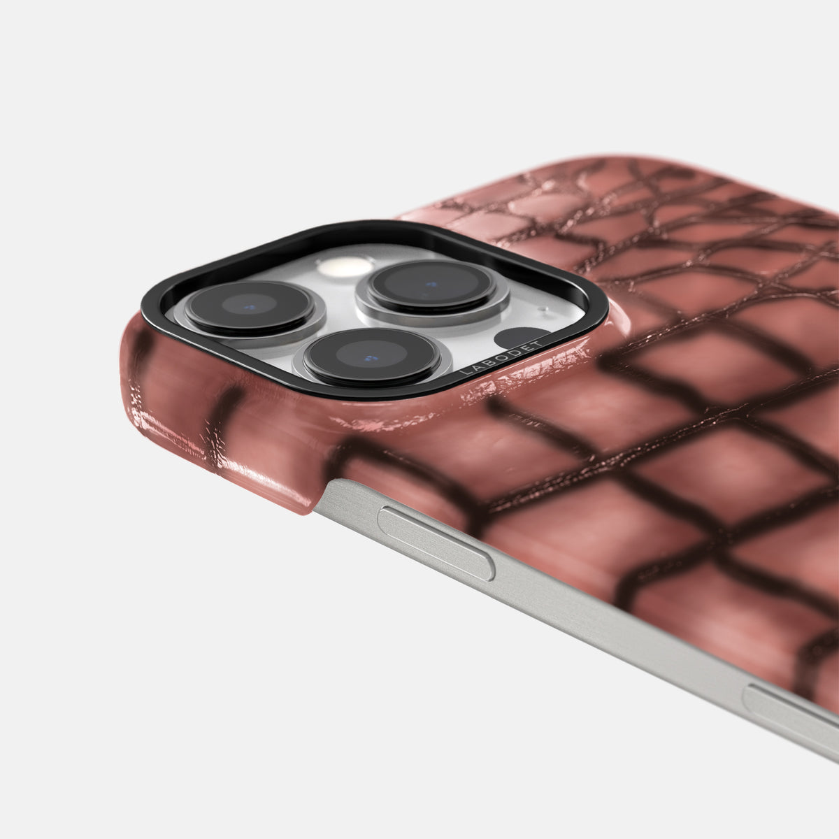 Wine-Sediment iPhone 16 Pro Classic Case Patina Alligator with Black Metal -6 | Wine-Sediment-Black