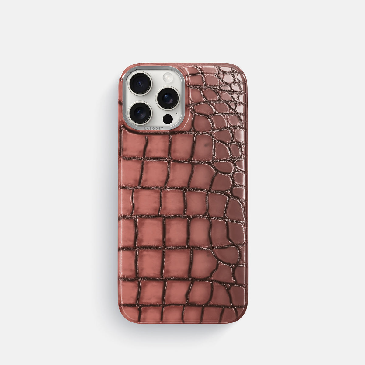 Wine-Sediment iPhone 16 Pro Classic Case Patina Alligator with Steel Metal -1 | Wine-Sediment-Steel
