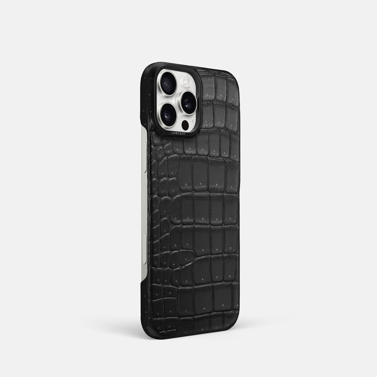 Black iPhone 16 Pro Classic Case Porosus Crocodile with Black Metal -2 | Black-Black