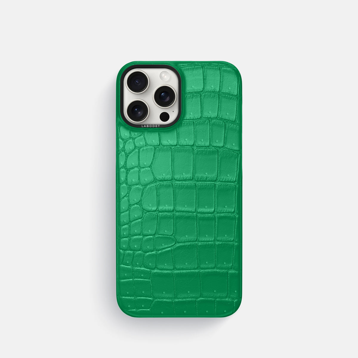 Cactus-Green iPhone 16 Pro Classic Case Porosus Crocodile with Black Metal -1 | Cactus-Green-Black