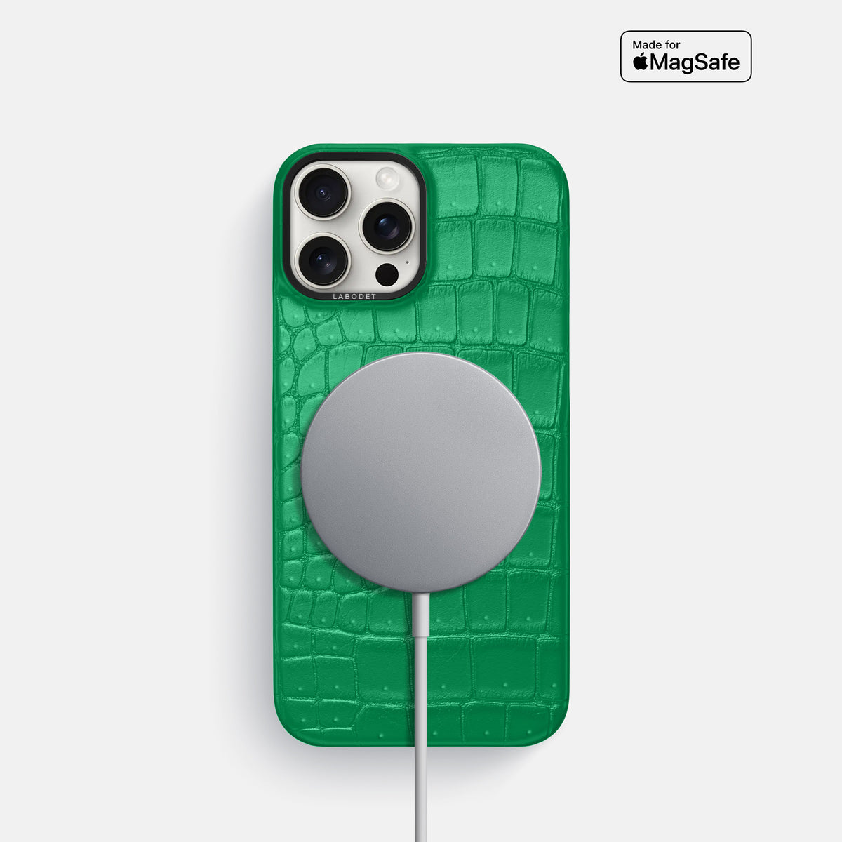 Cactus-Green iPhone 16 Pro Classic Case Porosus Crocodile with Black Metal -5 | Cactus-Green-Black