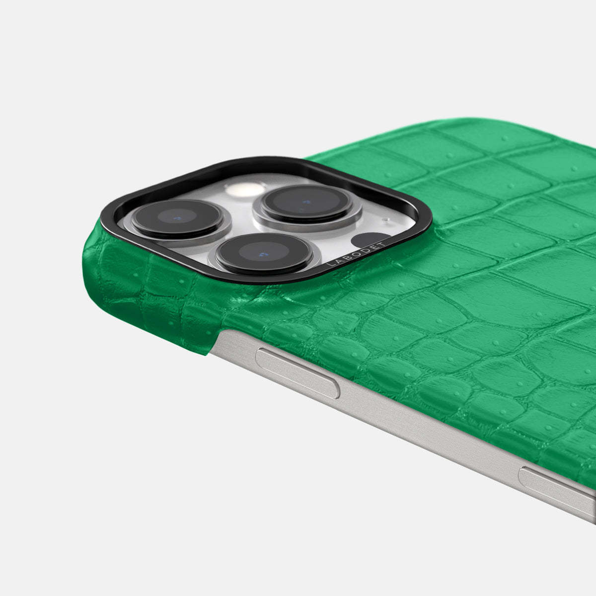 Cactus-Green iPhone 16 Pro Classic Case Porosus Crocodile with Black Metal -6 | Cactus-Green-Black