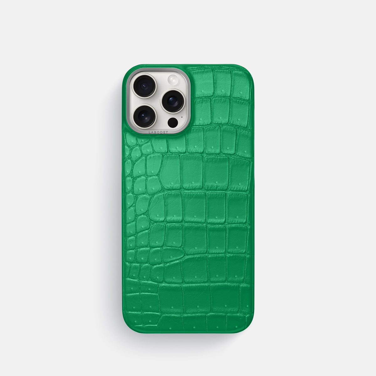 Cactus-Green iPhone 16 Pro Classic Case Porosus Crocodile with Steel Metal -1 | Cactus-Green-Steel