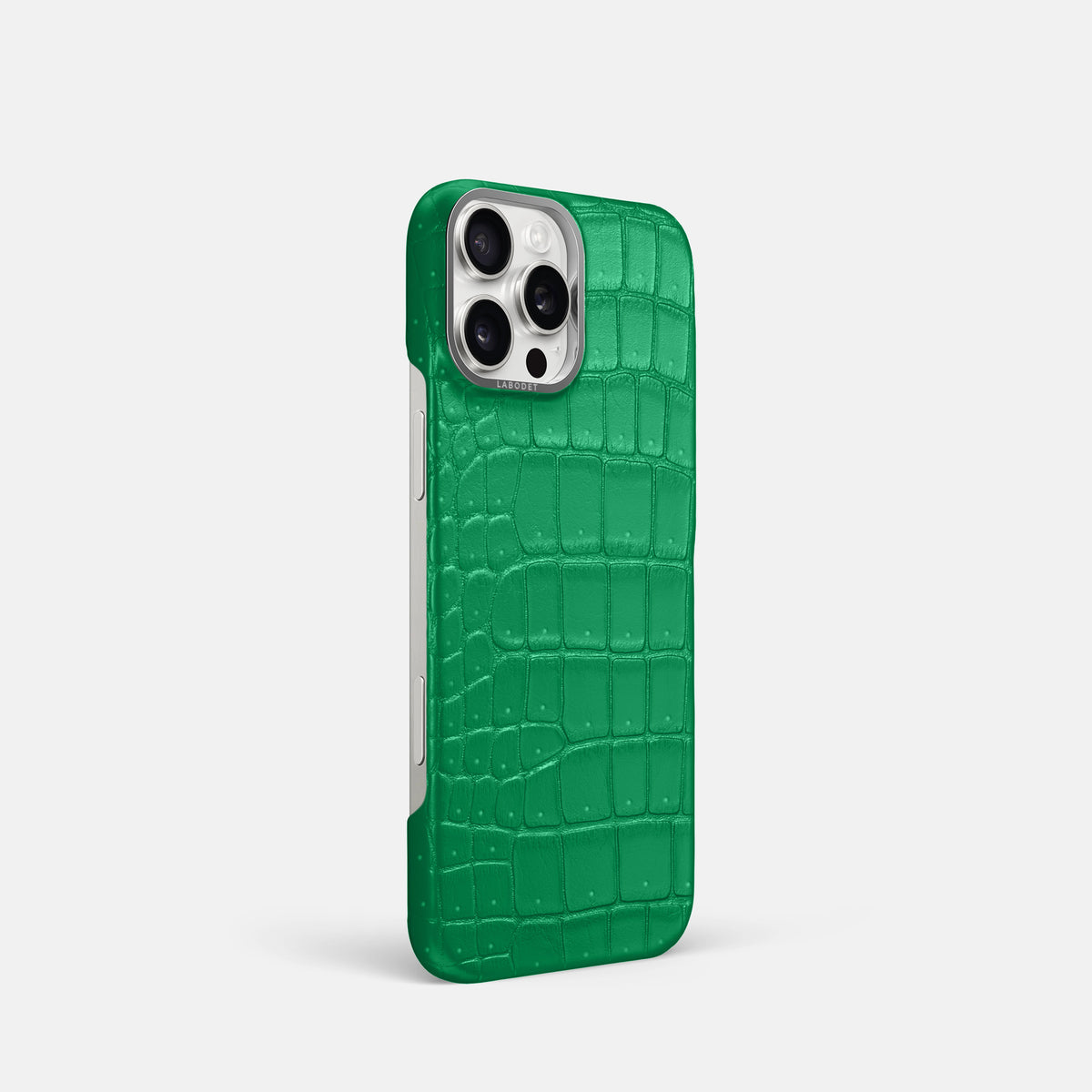 Cactus-Green iPhone 16 Pro Classic Case Porosus Crocodile with Steel Metal -2 | Cactus-Green-Steel