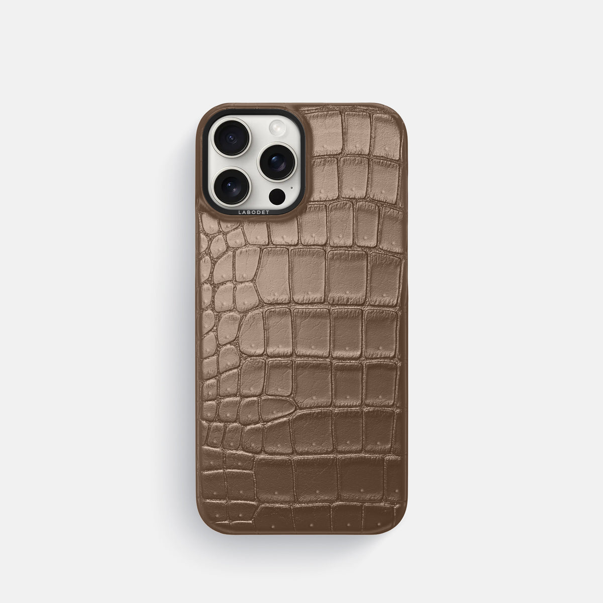 Fur-Brown iPhone 16 Pro Classic Case Porosus Crocodile with Black Metal -1 | Fur-Brown-Black