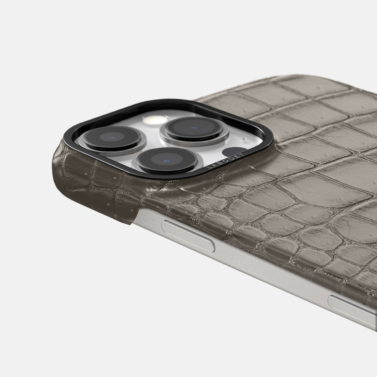 Lava-Stone iPhone 16 Pro Classic Case Porosus Crocodile with Black Metal -6 | Lava-Stone-Black