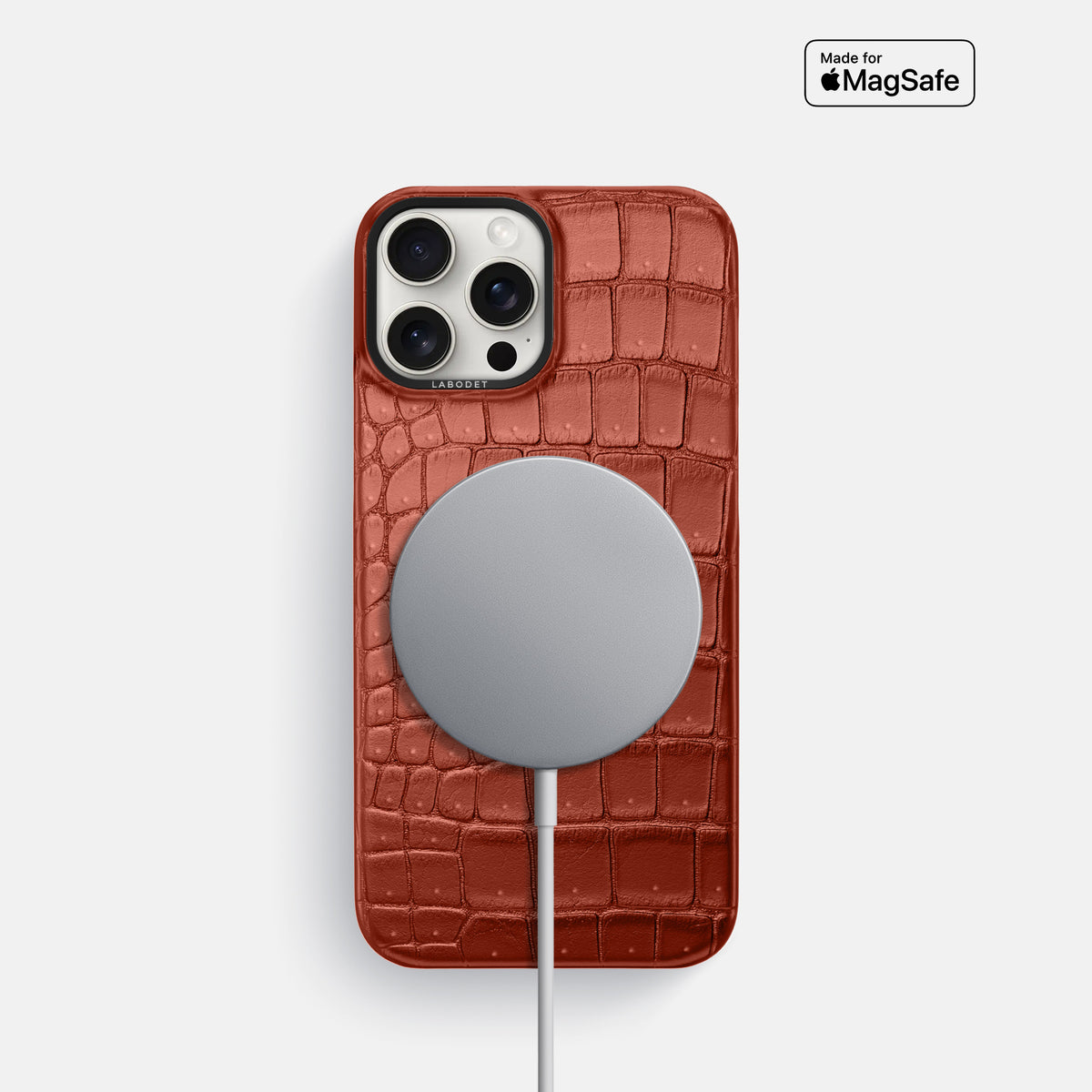 Mahogany-Brown iPhone 16 Pro Classic Case Porosus Crocodile with Black Metal -5 | Mahogany-Brown-Black