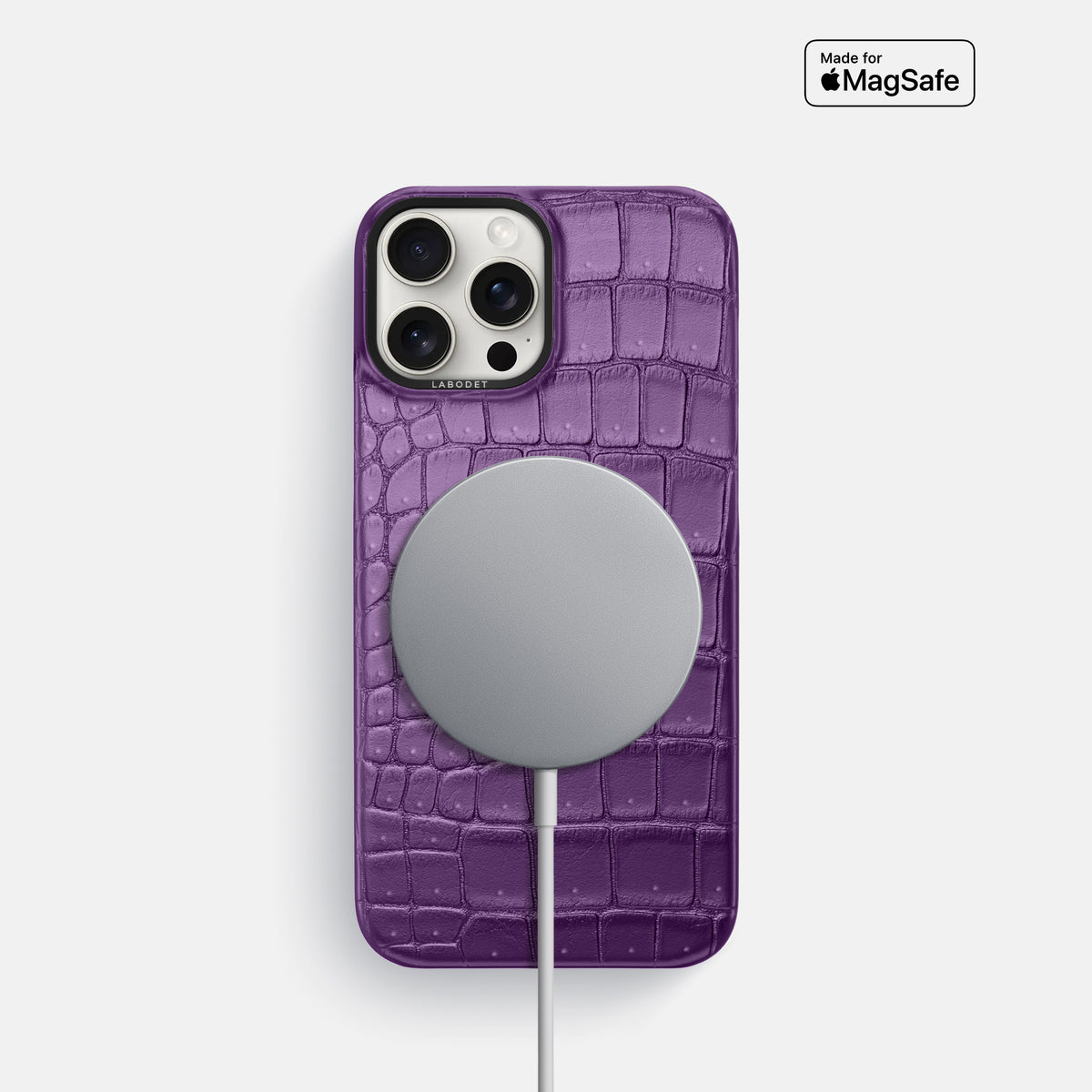 Purple iPhone 16 Pro Classic Case Porosus Crocodile with Black Metal -5 | Purple-Black