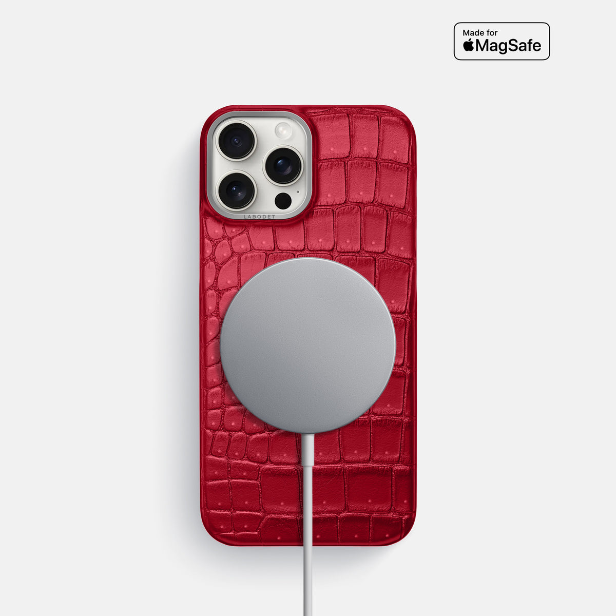 Burgundy iPhone 16 Pro Classic Case Porosus Crocodile with Steel Metal -5 | Burgundy-Steel