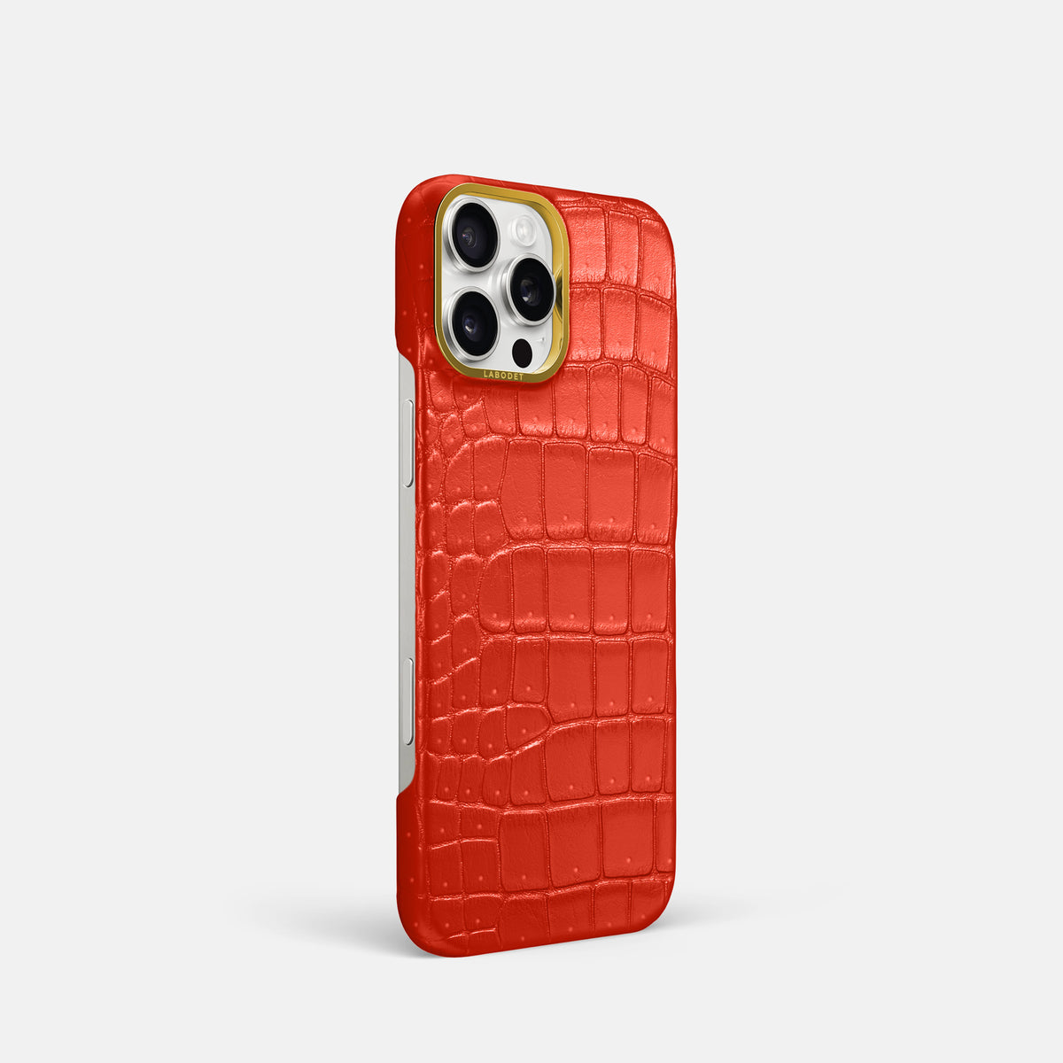 Rust iPhone 16 Pro Classic Case Porosus Crocodile with Gold Metal -2 | Rust-Gold