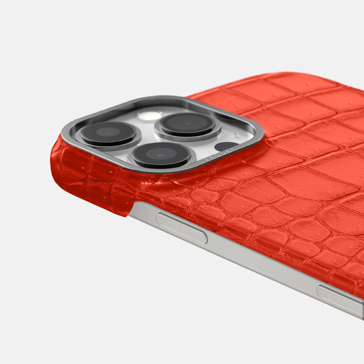 Rust iPhone 16 Pro Classic Case Porosus Crocodile with Steel Metal -6 | Rust-Steel