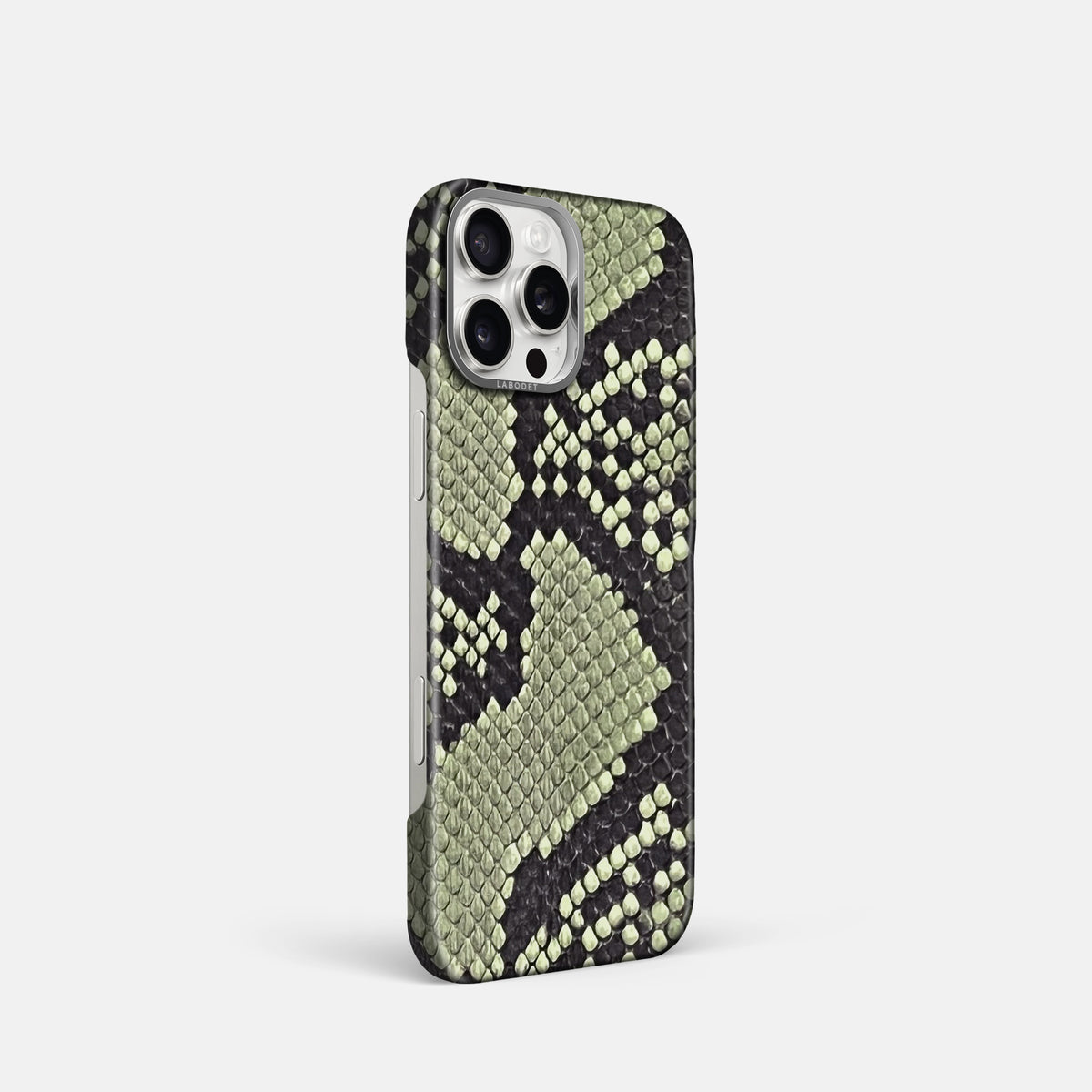 Army Green iPhone 16 Pro Classic Case In Python with Steel Metal -2 | Army-Green-Steel