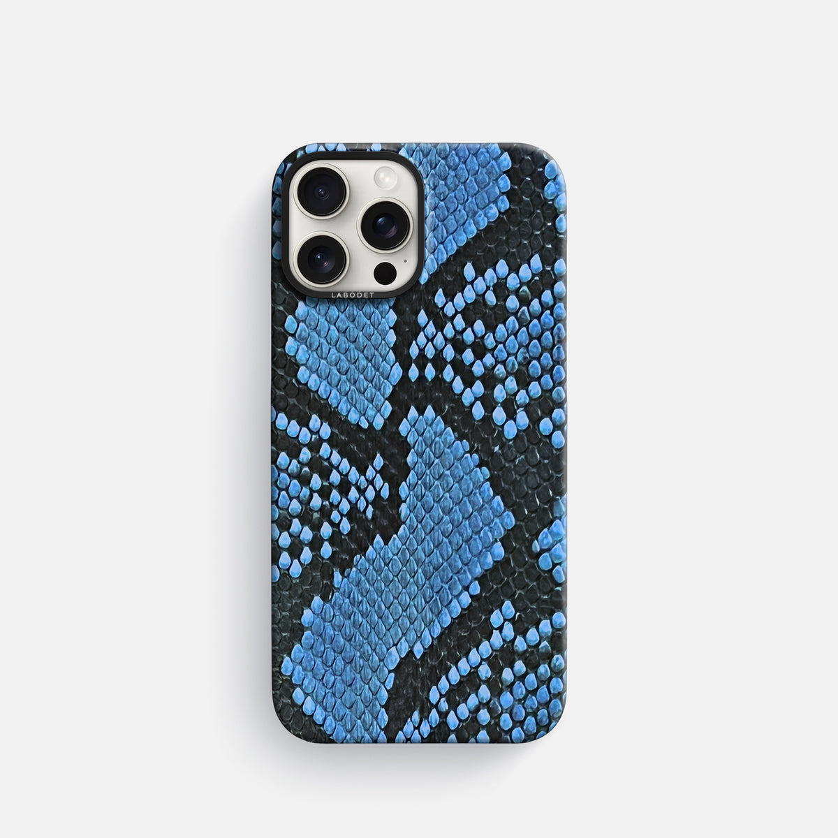 Blue-Jeans iPhone 16 Pro Classic Case In Python with Black Metal -1 | Blue-Jeans-Black