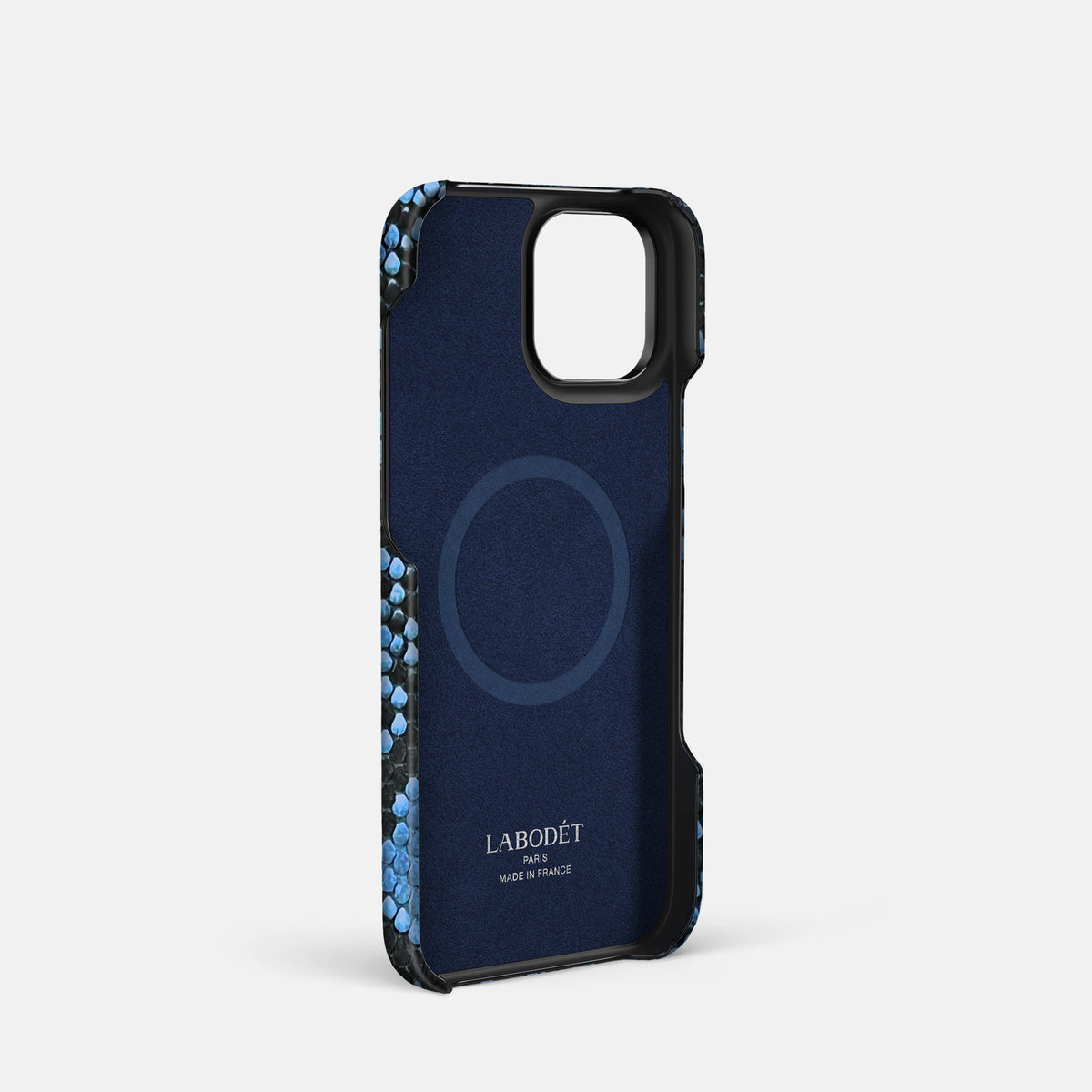 Blue-Jeans iPhone 16 Pro Classic Case In Python with Black Metal -4 | Blue-Jeans-Black