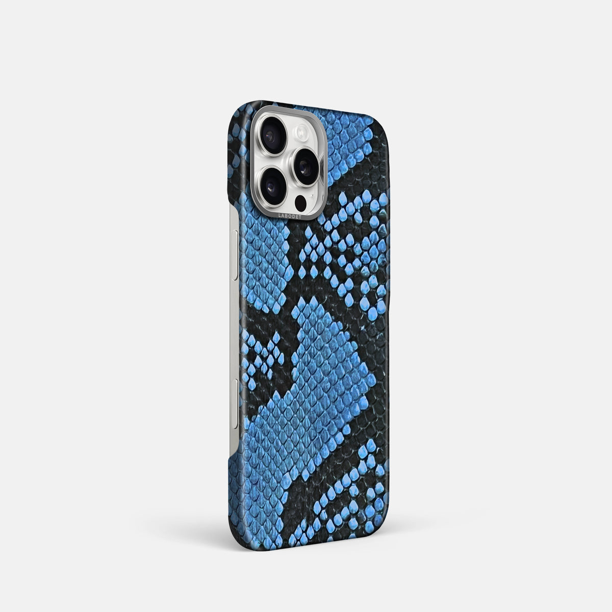 Blue-Jeans iPhone 16 Pro Classic Case In Python with Steel Metal -2 | Blue-Jeans-Steel