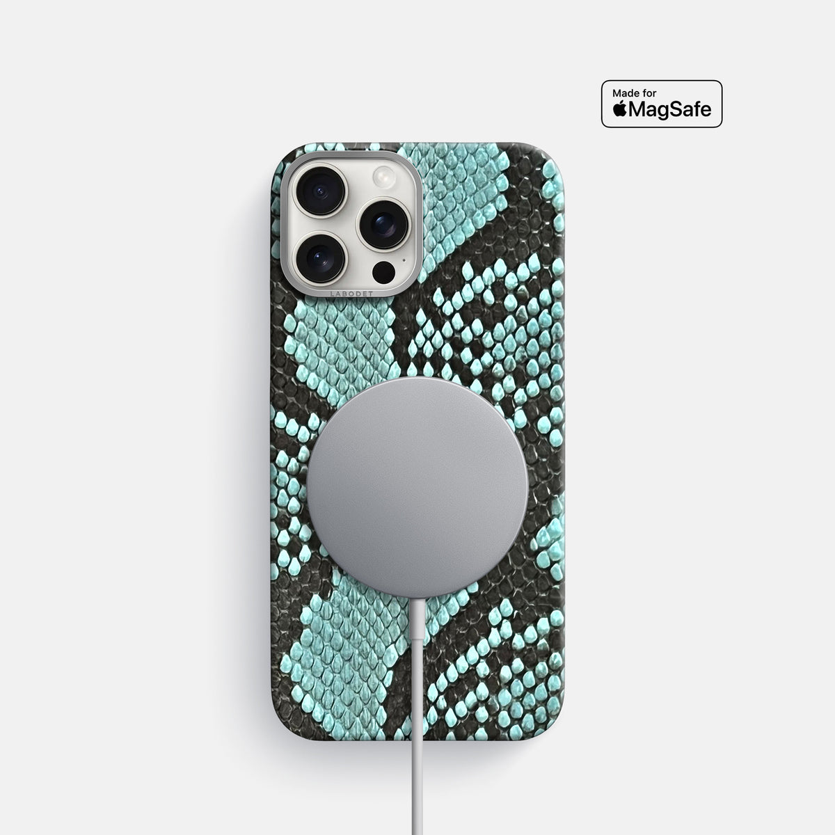 Blue Lagoon iPhone 16 Pro Classic Case In Python with Steel Metal -5 | Blue-Lagoon-Steel