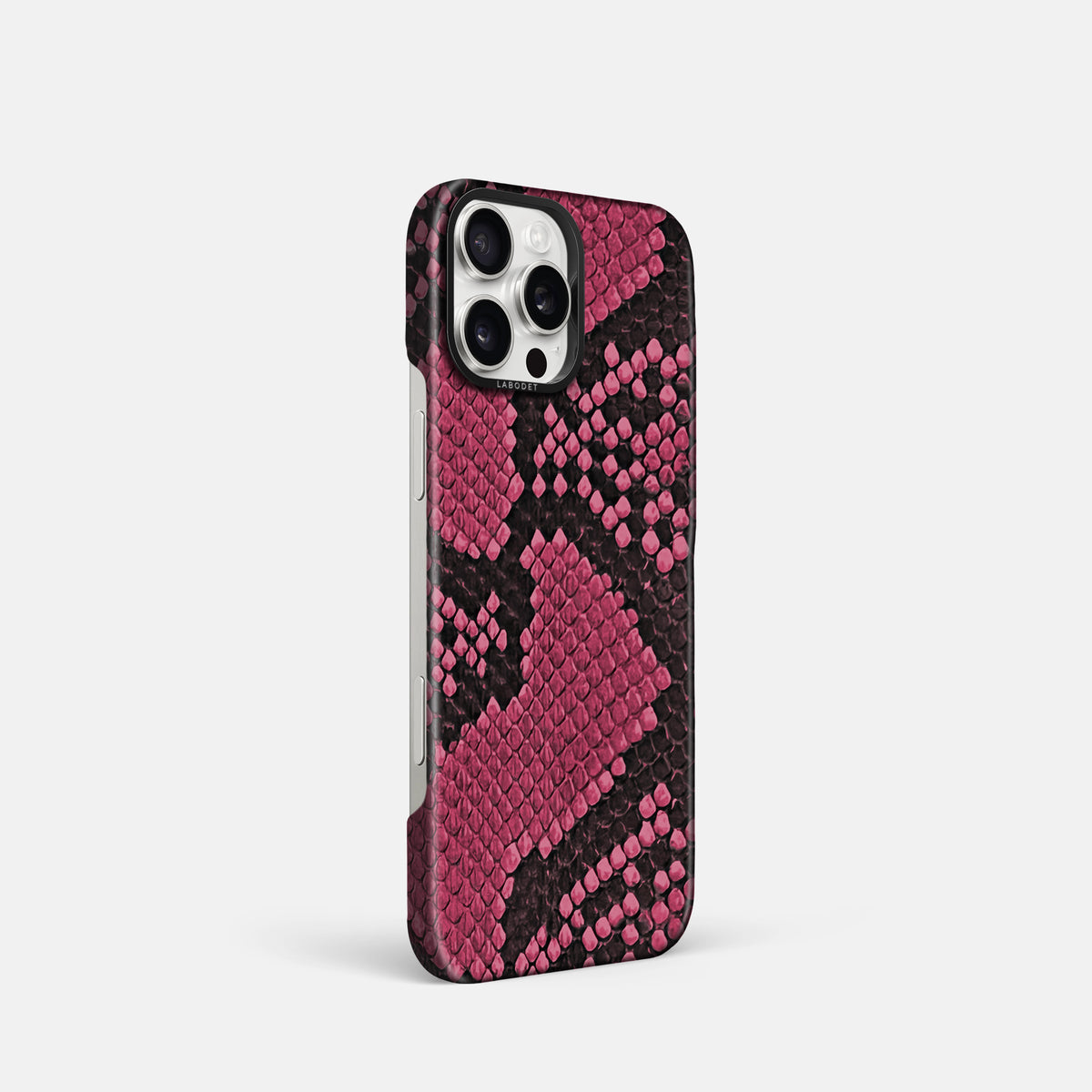 Burgundy iPhone 16 Pro Classic Case In Python with Black Metal -2 | Burgundy-Black