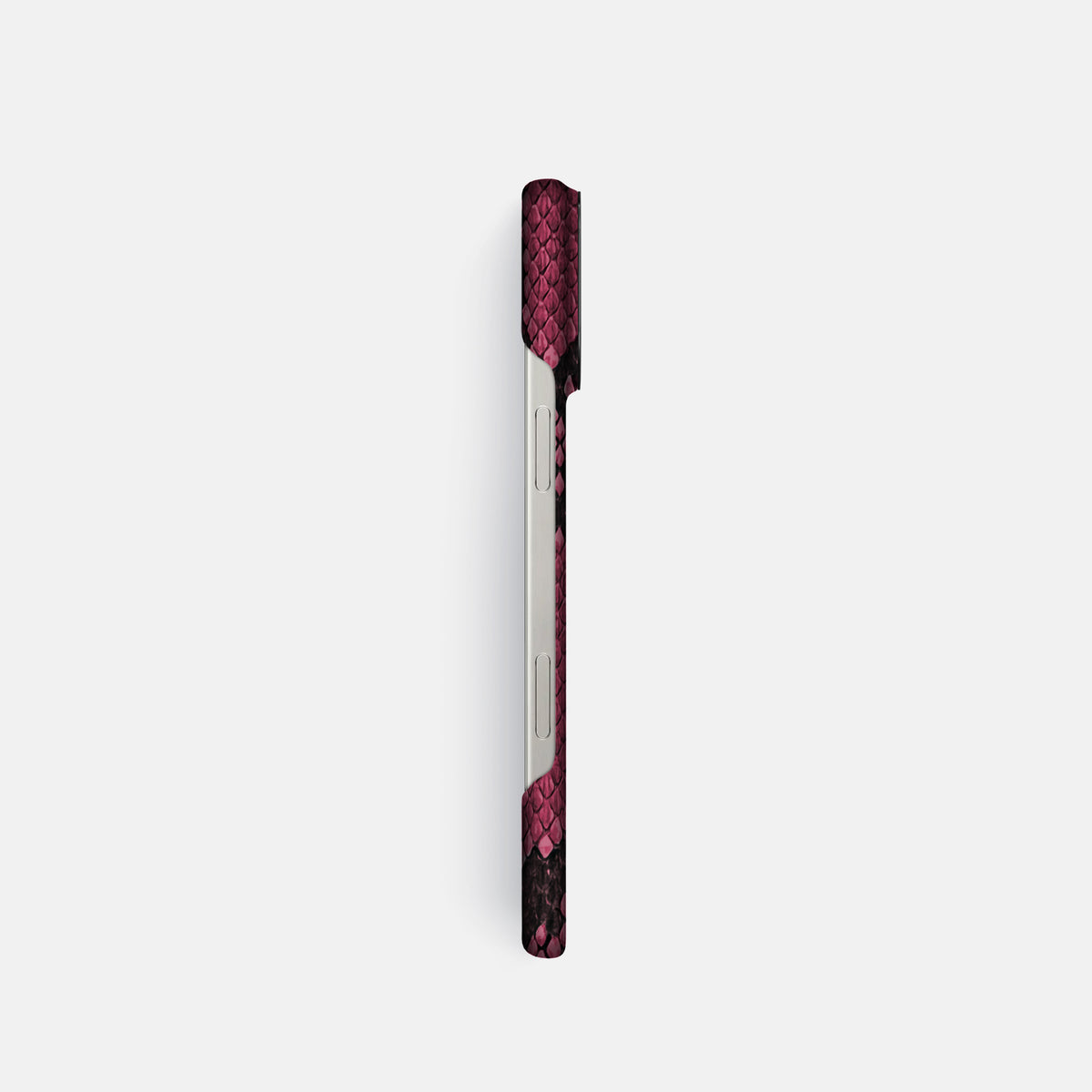 Burgundy iPhone 16 Pro Classic Case In Python with Black Metal -3 | Burgundy-Black