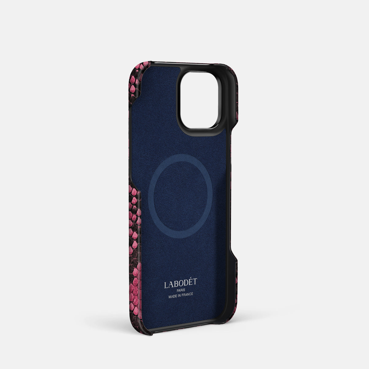Burgundy iPhone 16 Pro Classic Case In Python with Black Metal -4 | Burgundy-Black
