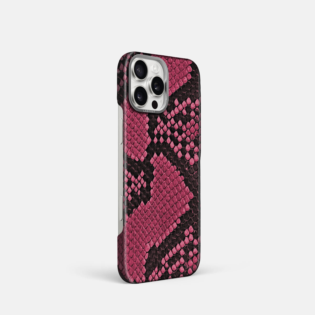 Burgundy iPhone 16 Pro Classic Case In Python with Steel Metal -2 | Burgundy-Steel