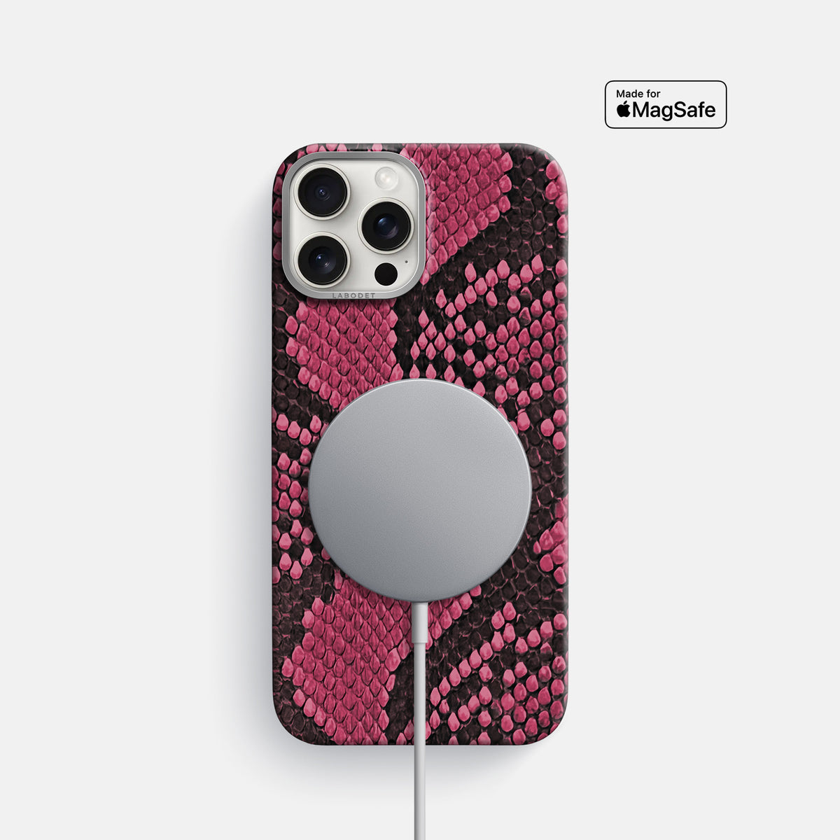 Burgundy iPhone 16 Pro Classic Case In Python with Steel Metal -5 | Burgundy-Steel