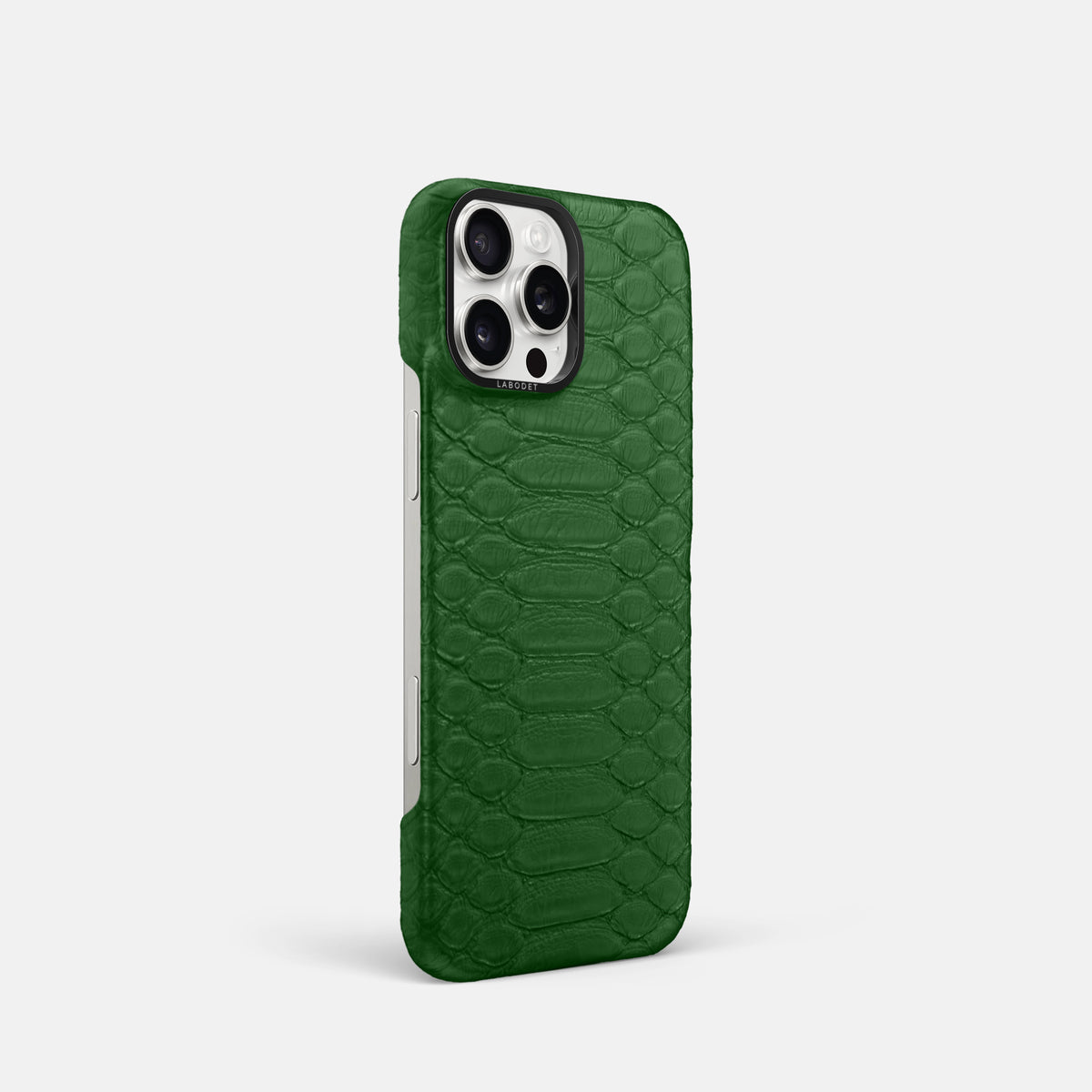 Green iPhone 16 Pro Classic Case Python with Black Metal -2 | Green-Black