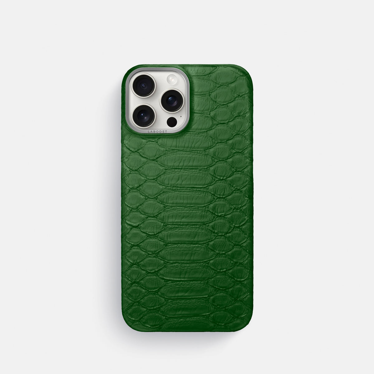 Green iPhone 16 Pro Classic Case Python with Steel Metal -1 | Green-Steel