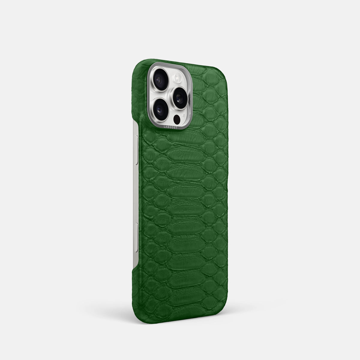 Green iPhone 16 Pro Classic Case Python with Steel Metal -2 | Green-Steel