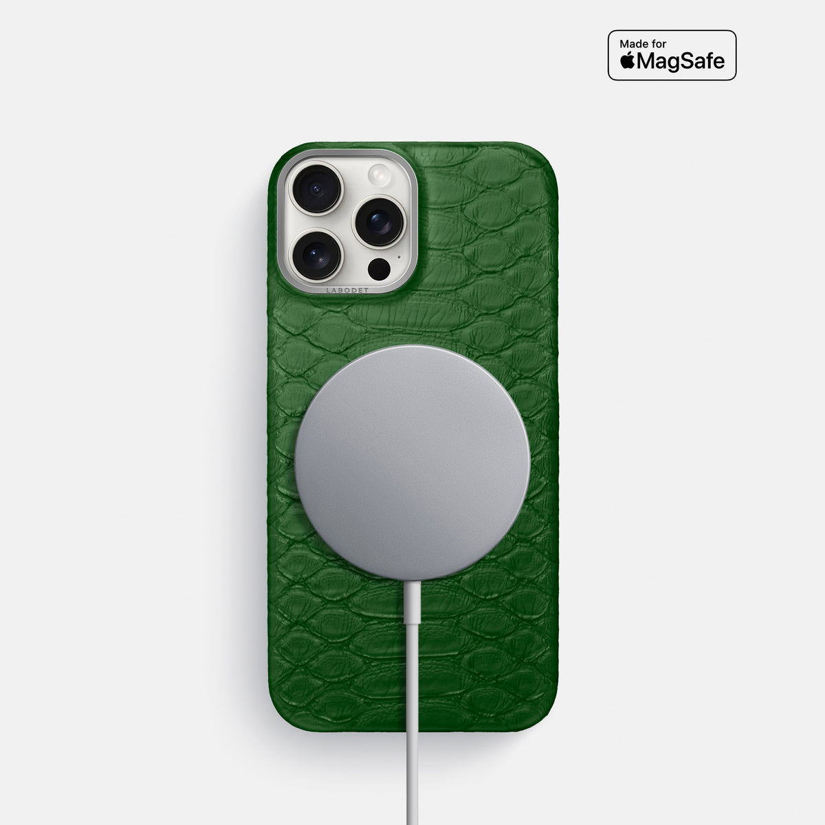 Green iPhone 16 Pro Classic Case Python with Steel Metal -5 | Green-Steel