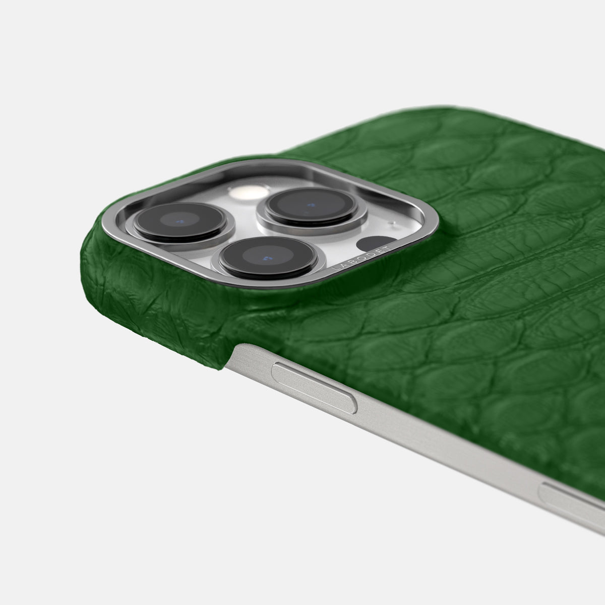 Green iPhone 16 Pro Classic Case Python with Steel Metal -6 | Green-Steel