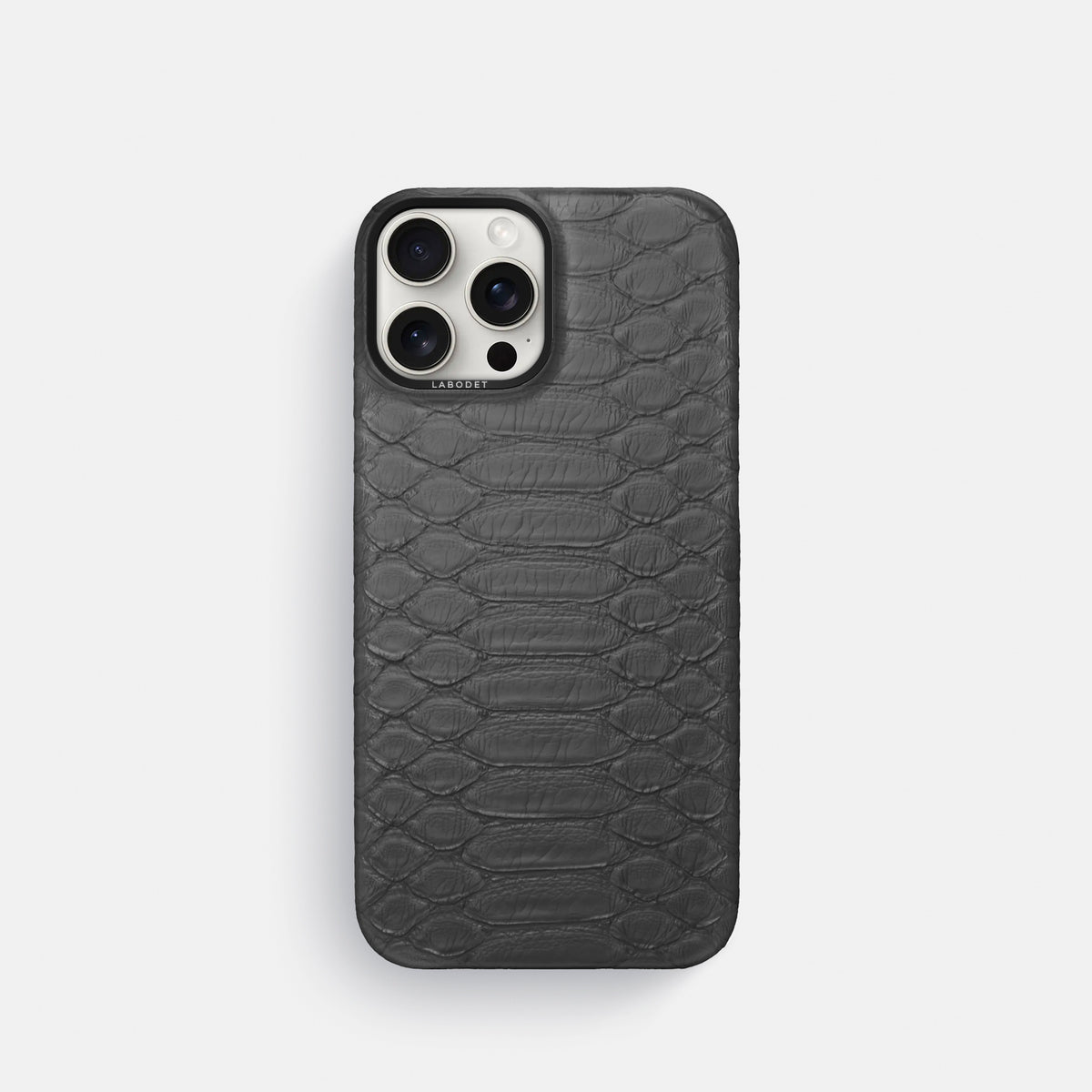 Grey iPhone 16 Pro Classic Case Python with Black Metal -1 | Grey-Black