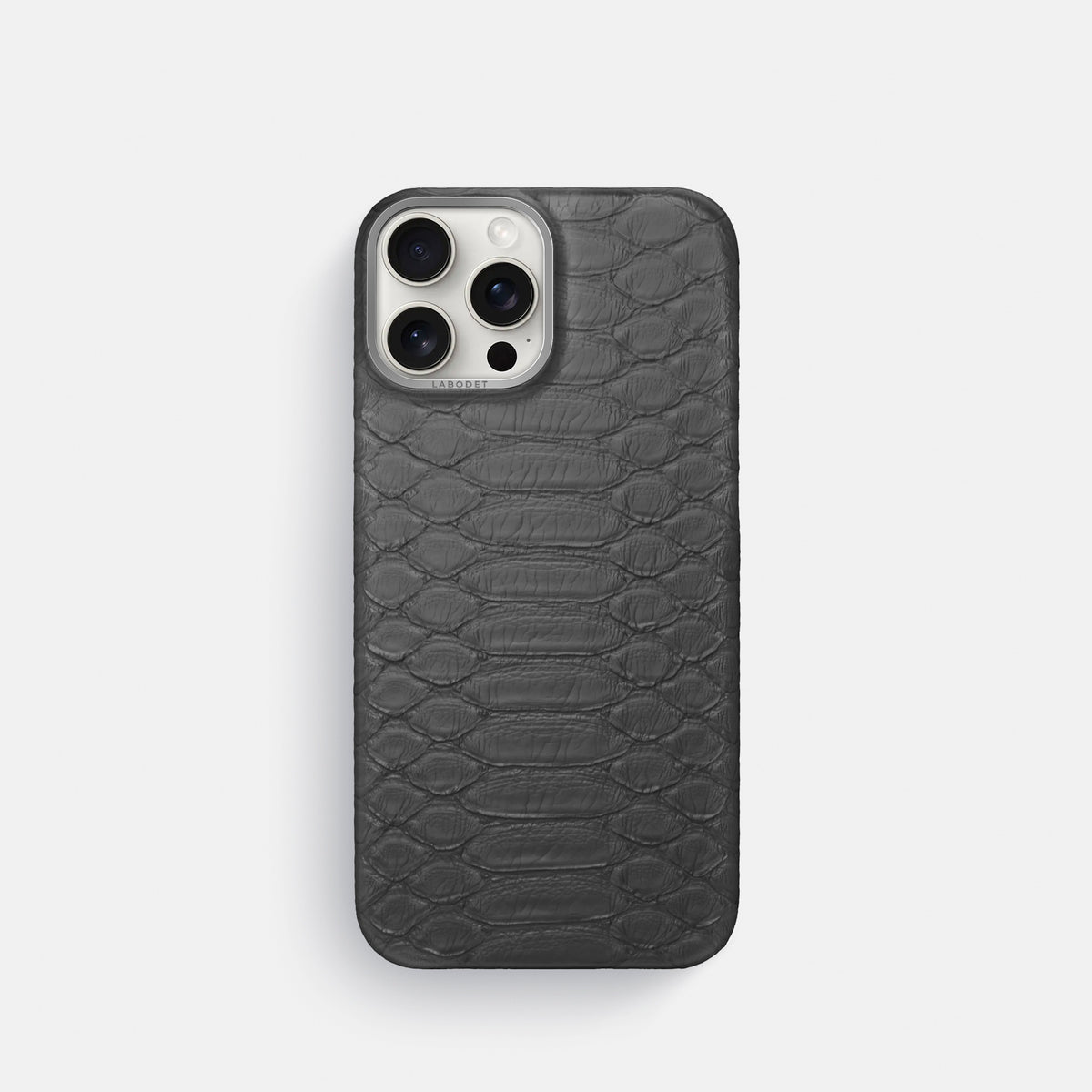 Grey iPhone 16 Pro Classic Case Python with Steel Metal -1 | Grey-Steel