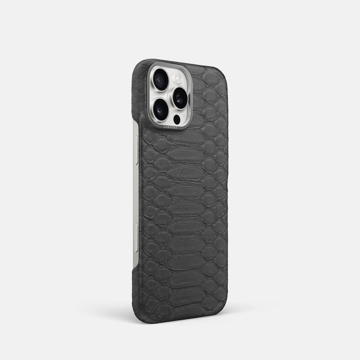 Grey iPhone 16 Pro Classic Case Python with Steel Metal -2 | Grey-Steel