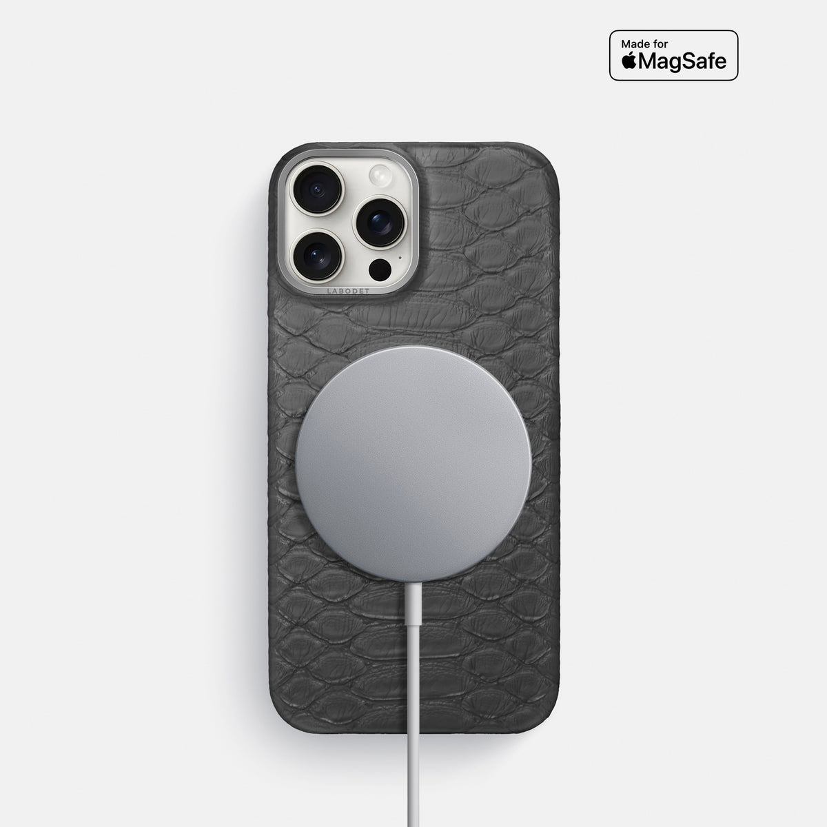 Grey iPhone 16 Pro Classic Case Python with Steel Metal -5 | Grey-Steel