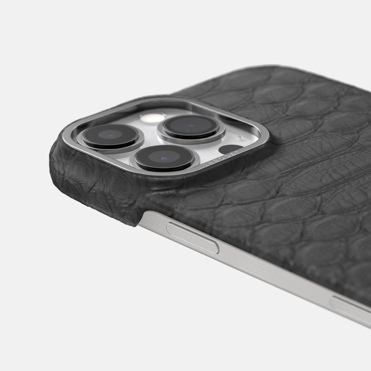 Grey iPhone 16 Pro Classic Case Python with Steel Metal -6 | Grey-Steel