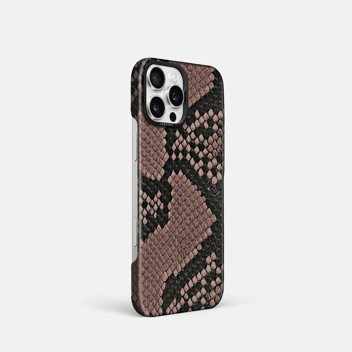 Mahogany-Brown iPhone 16 Pro Classic Case In Python with Black Metal -2 | Mahogany-Brown-Black