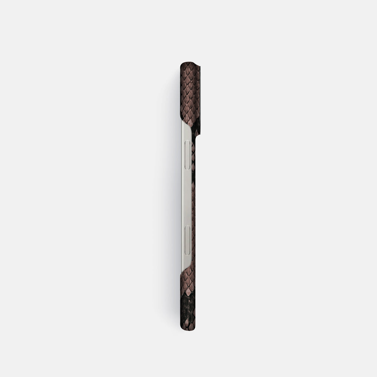 Mahogany-Brown iPhone 16 Pro Classic Case In Python with Black Metal -3 | Mahogany-Brown-Black