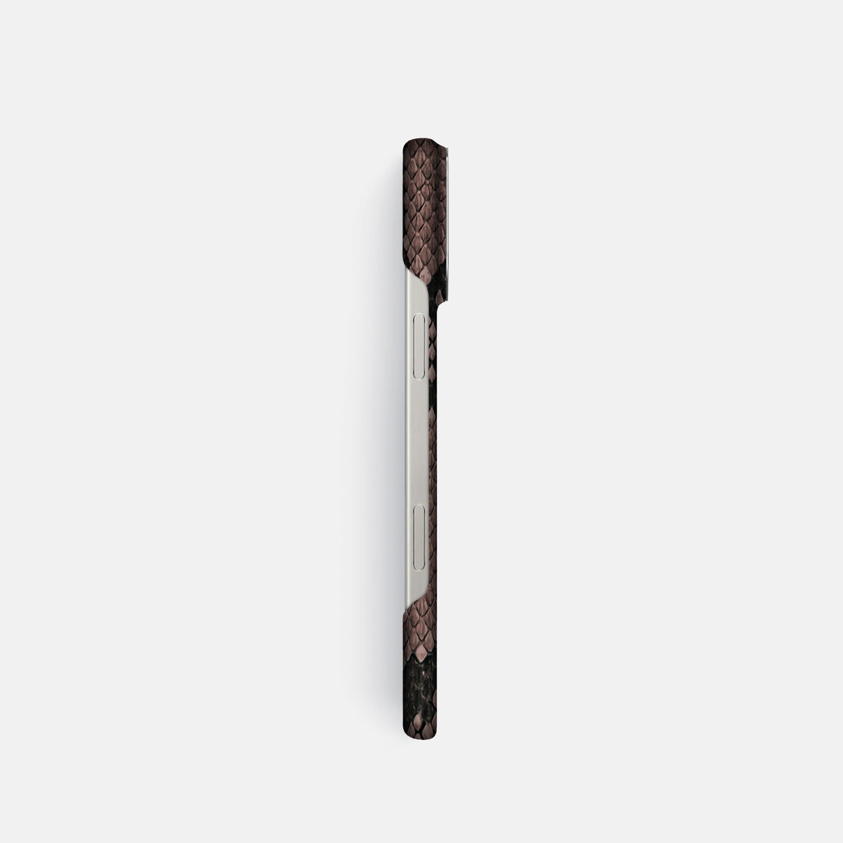 Mahogany-Brown iPhone 16 Pro Classic Case In Python with Steel Metal -3 | Mahogany-Brown-Steel