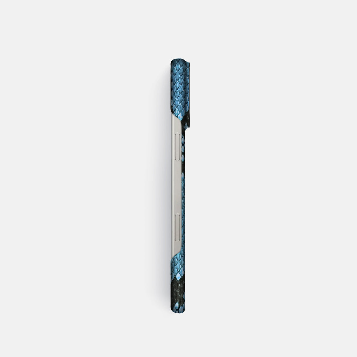 Pacific Blue iPhone 16 Pro Classic Case In Python with Black Metal -3 | Pacific-Blue-Black